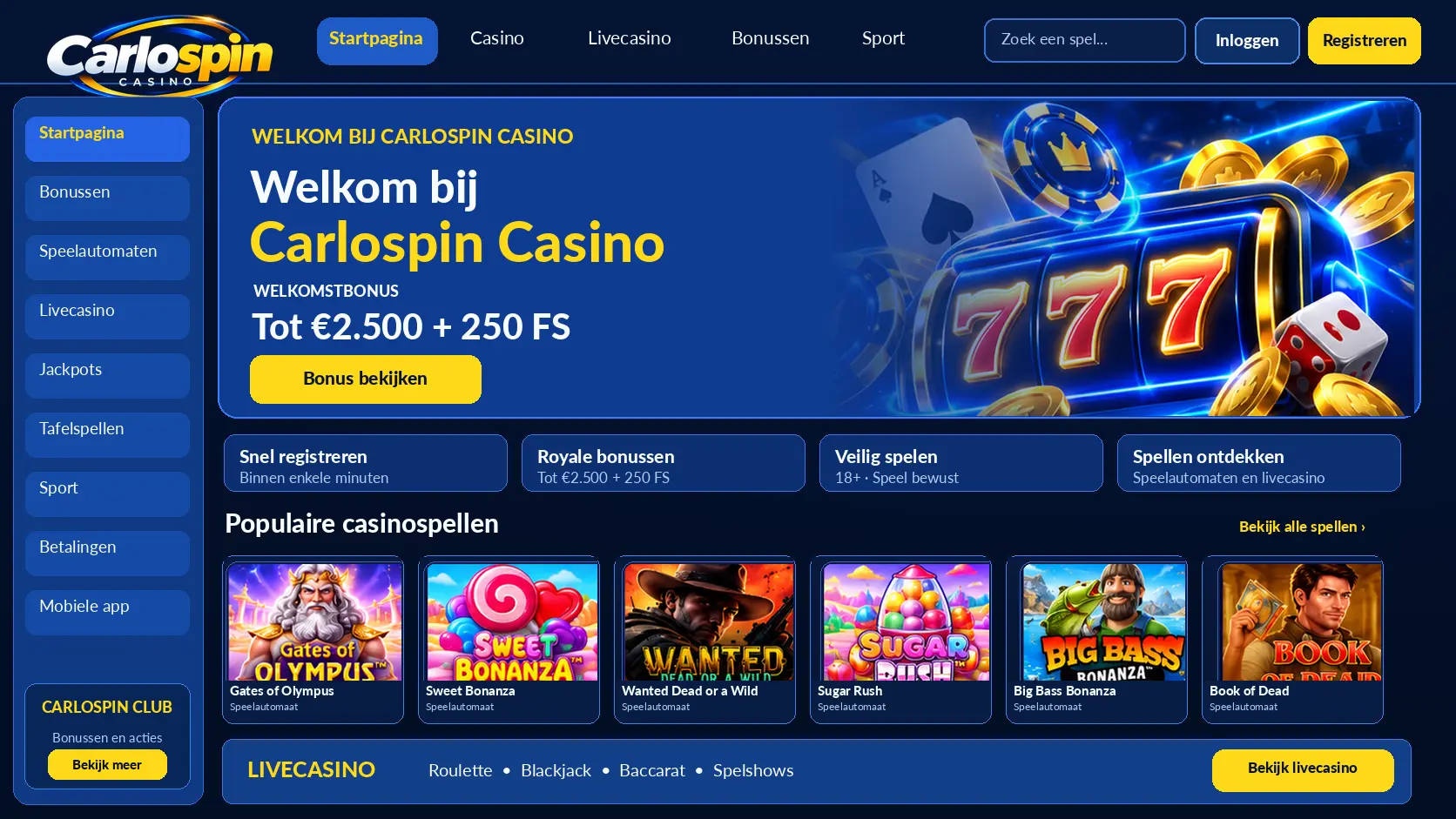 Carlospin Casino Review: Slots, Live Games en Betalingen image 1